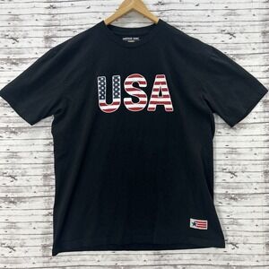 American Giant Flag Collection USA T-Shirt Mens 2XL Black Short Sleeve Tee